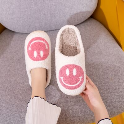 Melody Smiley Face Slippers - Pink