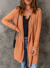 Burnt Flame Ribbed Open Front Cardigan