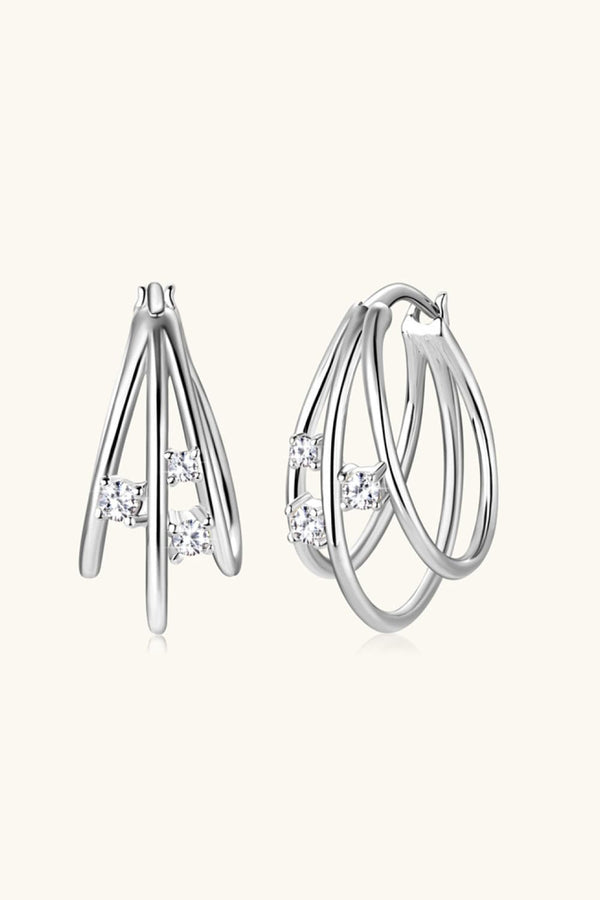 Moissanite Triple Hoop Earrings | Gold + Silver