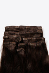 20" Real Human Hair Clip-in Hair Extensions in Dark Brown | 8 Pieces