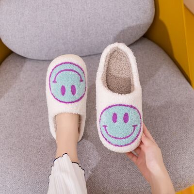 Smiley Face Slippers - Blue/Purple
