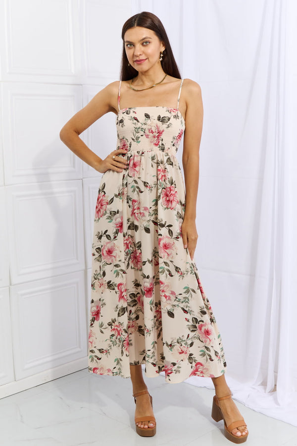 Vision of Grace Floral Smocked Maxi Dress in Pink