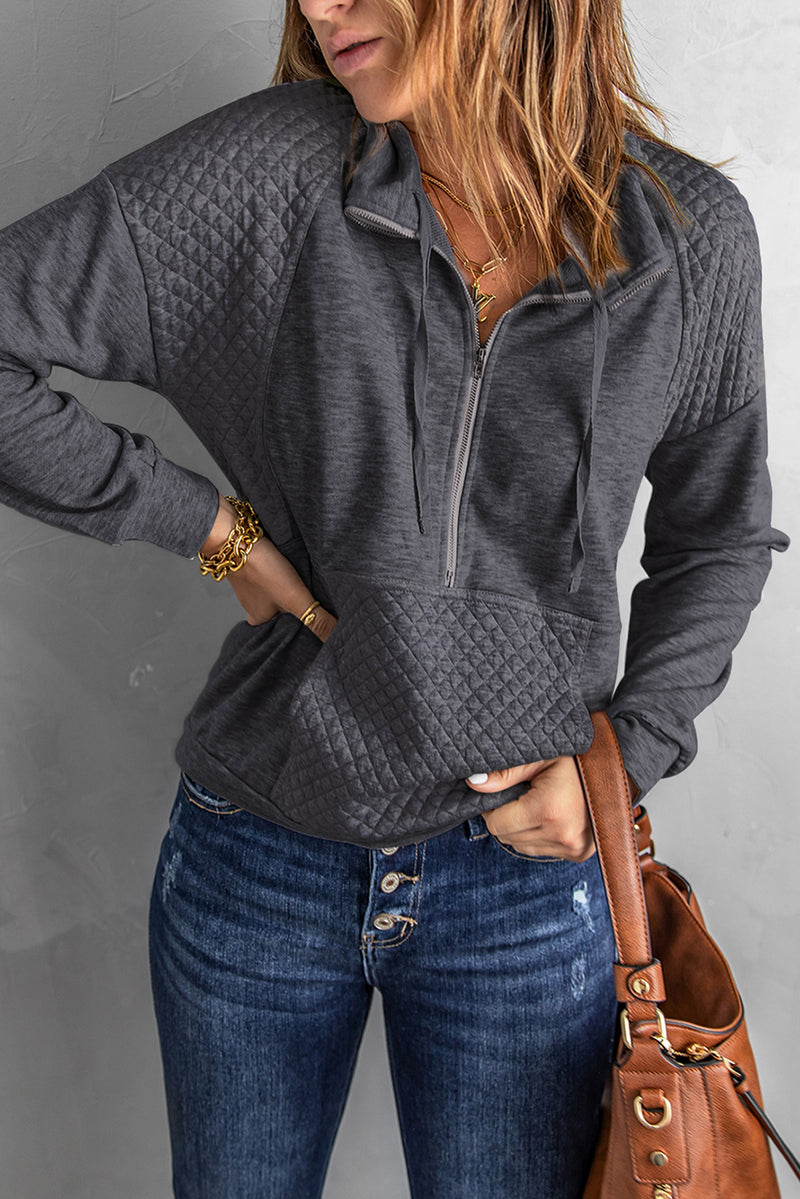 Quilted Half-Zip Soft Pocket Sweatshirt | 4 COLORS!