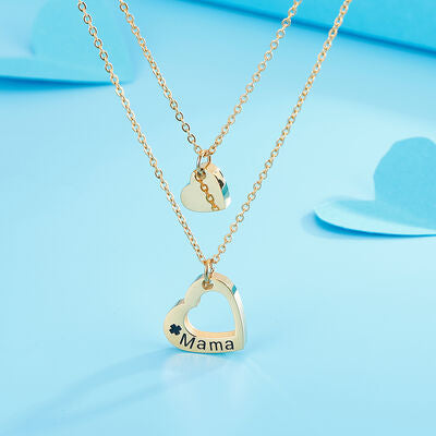 Gold & Silver Plated Layered Heart Mama Necklace