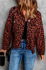 Edgy Leopard Print Raw Hem Jacket