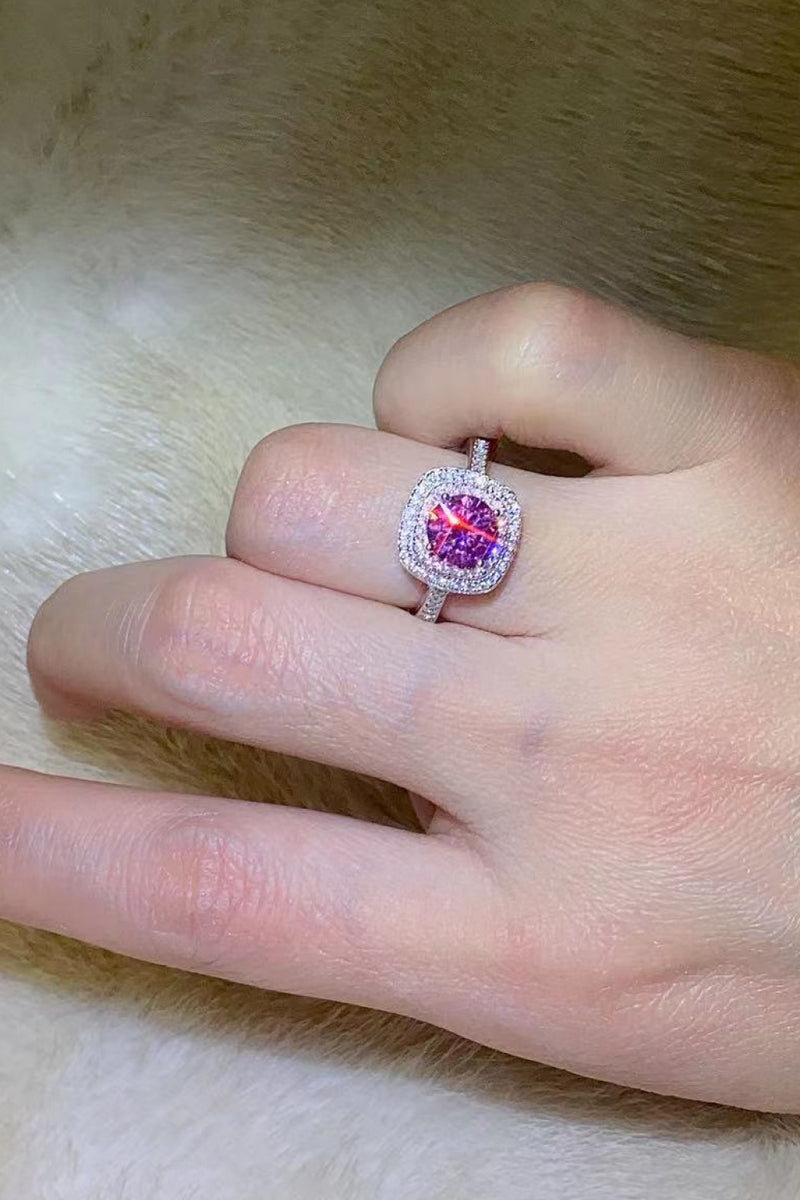 1 Carat Pink Moissanite Ring