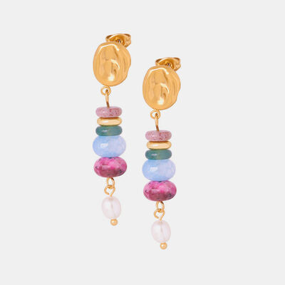 Natural Stone Freshwater Pearl Drop Earrings | 3 Colors
