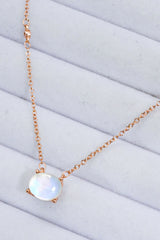 Oval Moonstone 18K Rose Gold Plated Pendant Necklace