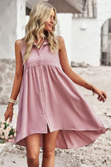 4 Colors | Button Down Sleeveless Pocketed Shirt Dress *pre-order*