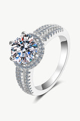 2 Carat Halo Moissanite Sterling Silver Ring