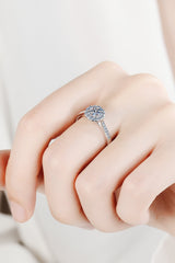 1 Carat Moissanite Halo 925 Sterling Silver Ring