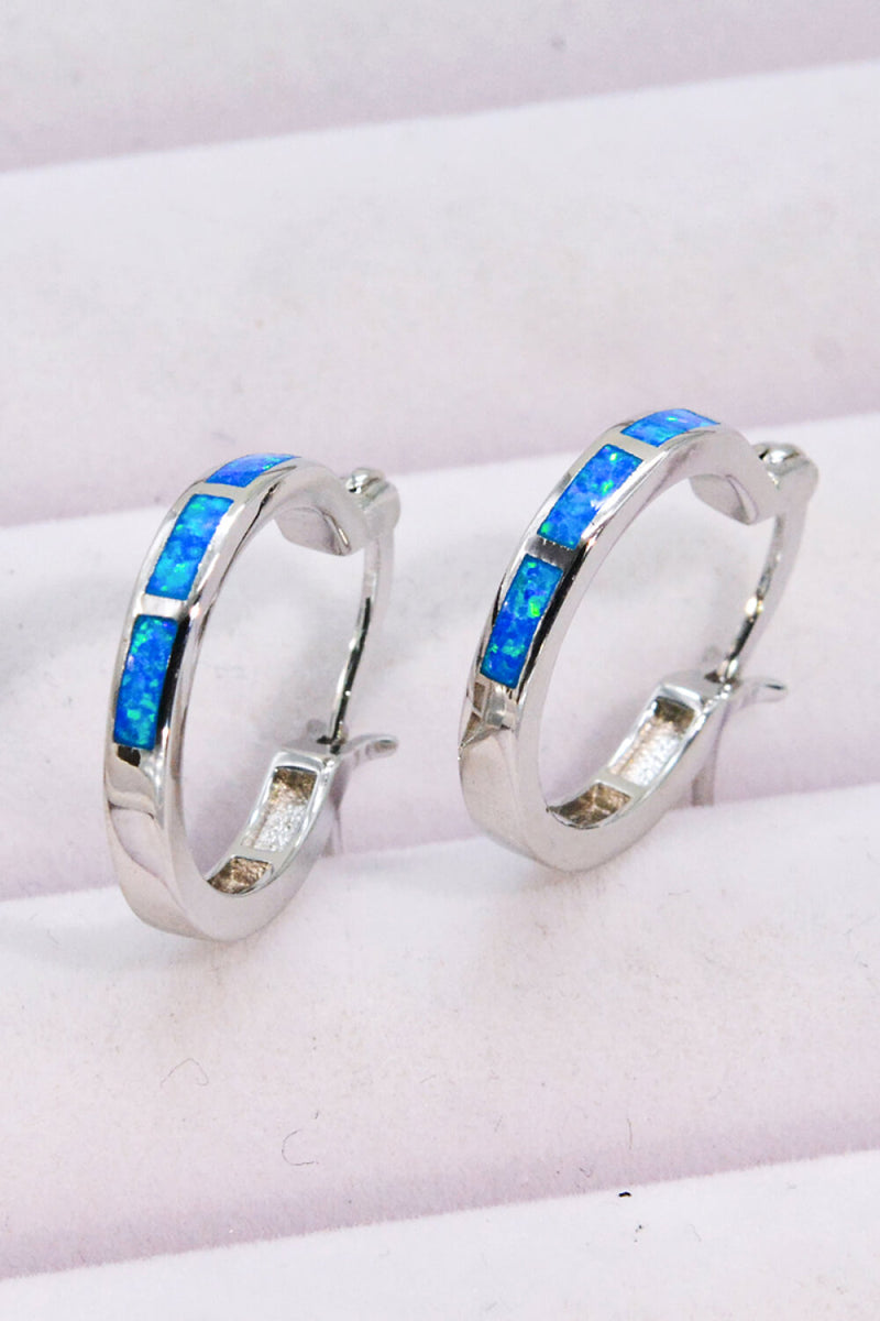 Opal Gemstones Platinum-Plated Huggie Earrings