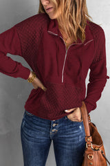 Quilted Half-Zip Soft Pocket Sweatshirt | 4 COLORS!