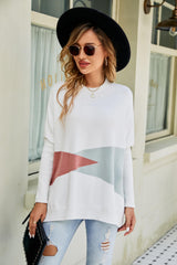 Abstract Color Block Side Slit Sweater | 2 Colors