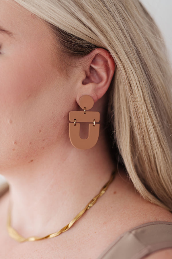 Dreamboat Clay Handmade Earrings in Drenched Sienna