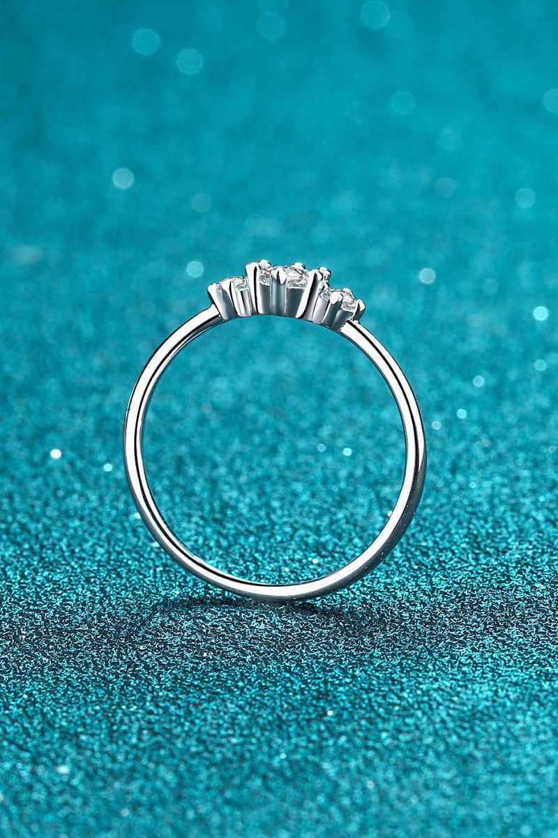 Tri-Stone Moissanite 925 Sterling Silver Ring