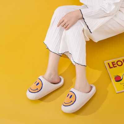 Smiley Face Slippers - Yellow/Blue
