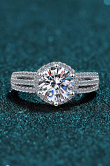 2 Carat Halo Moissanite Sterling Silver Ring