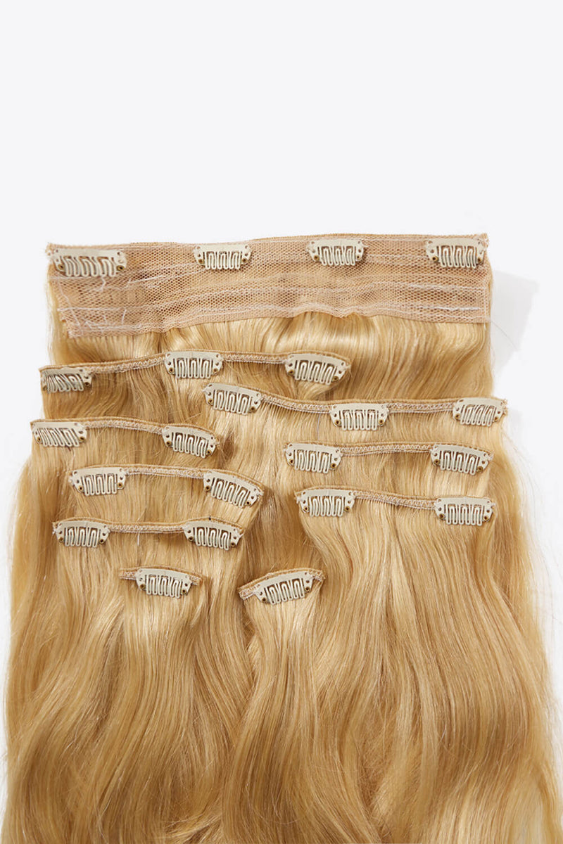 18" Real Human Hair Clip-in Hair Extensions | Light Blond and Dirty Blond | 10 Pieces