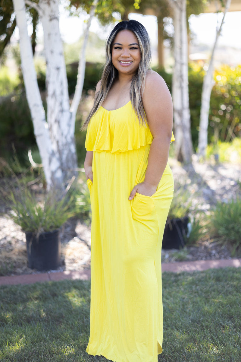 Unleash Your Beauty Pocket Maxi Dress - Yellow