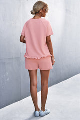 Flirty Ruffle Hem Top + Pocket Shorts Set | 5 Colors