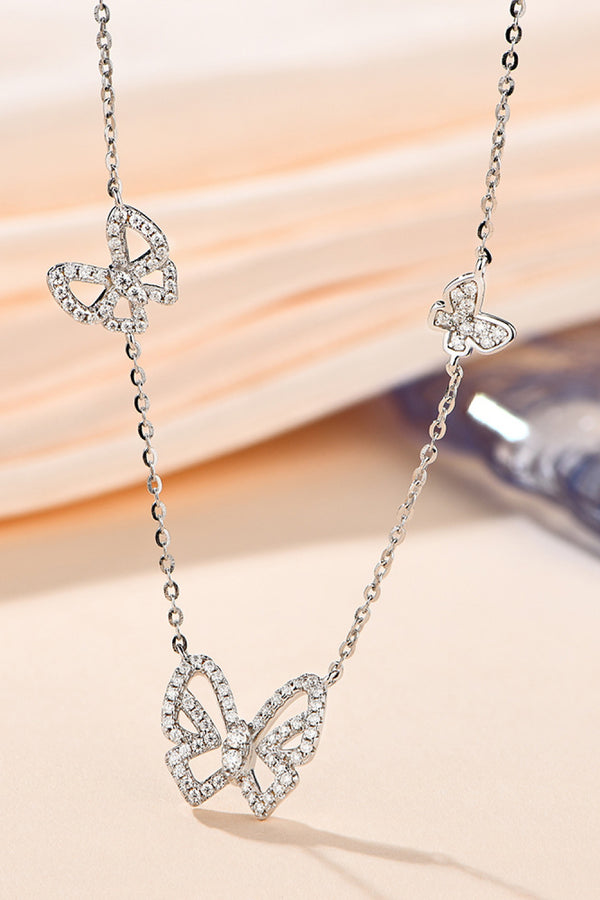 Moissanite Butterfly Platinum-Plated Necklace