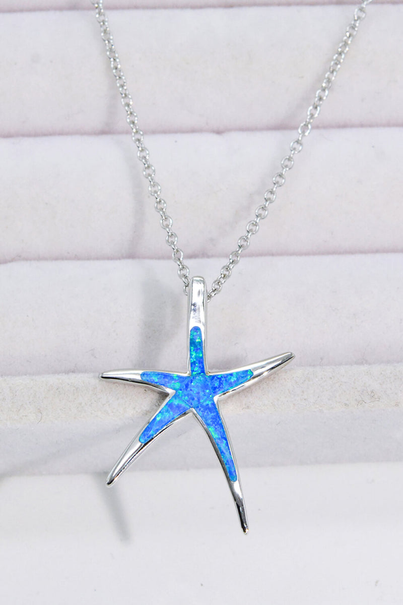 Opal Starfish Platinum-Plated Pendant Necklace