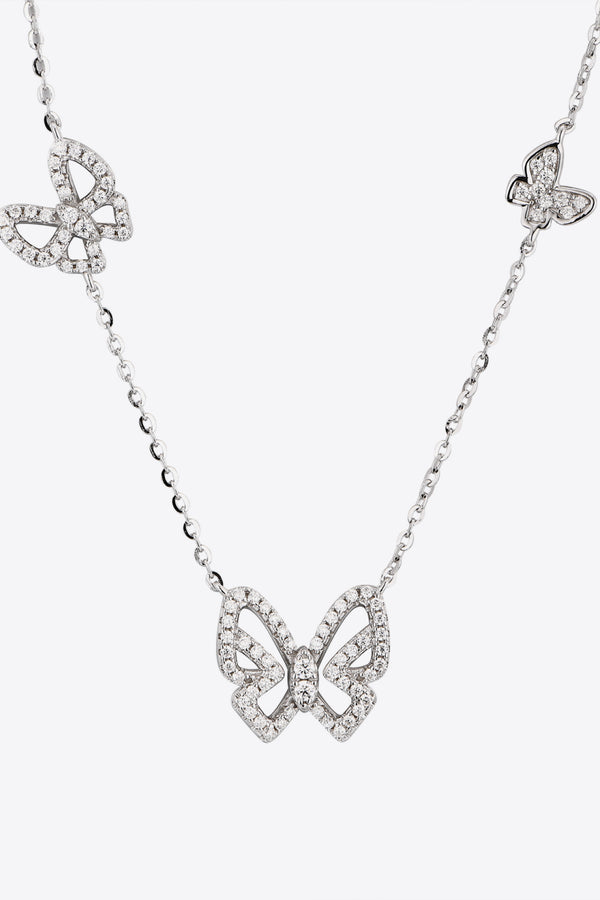 Moissanite Butterfly Platinum-Plated Necklace