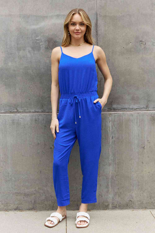 SALE! ODDI Textured Woven Jumpsuit in Royal Blue