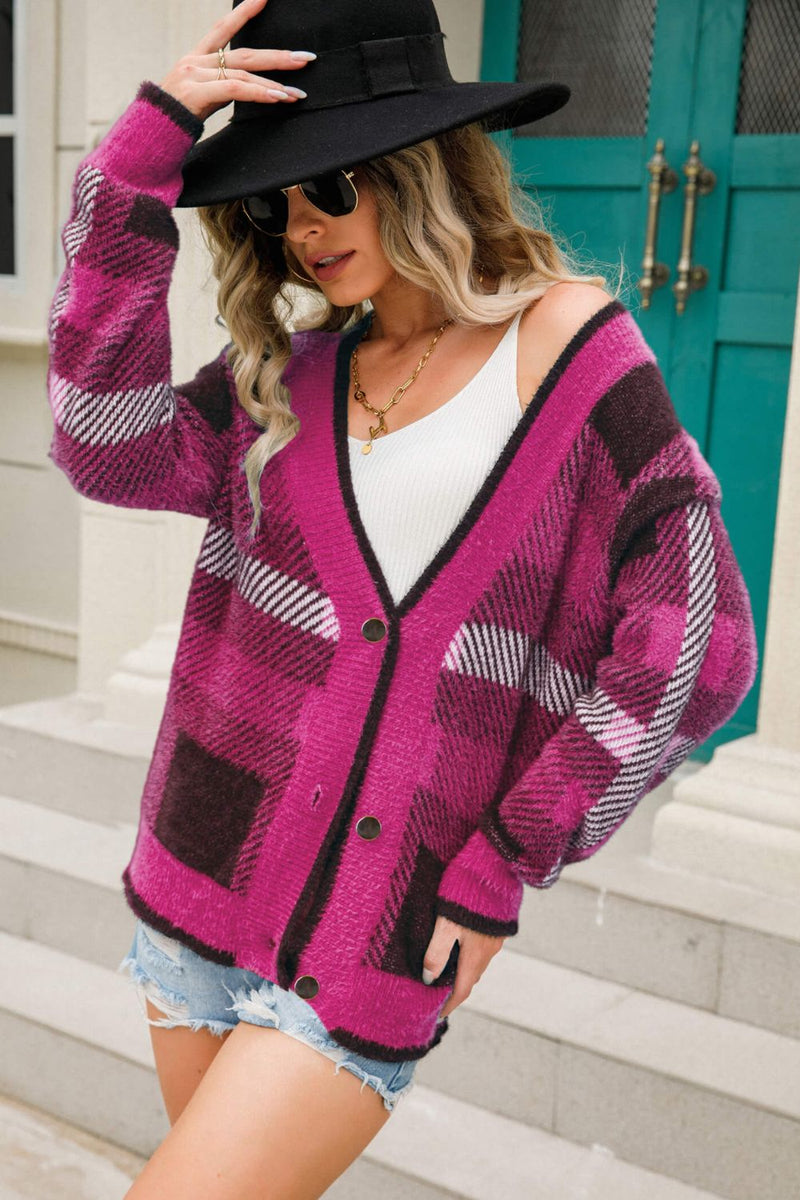 Ultra Soft Plaid Button-Front Fuzzy Cardigan | 3 COLORS